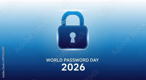 3d digital padlock with keyhole on world password day 2026 gradient background