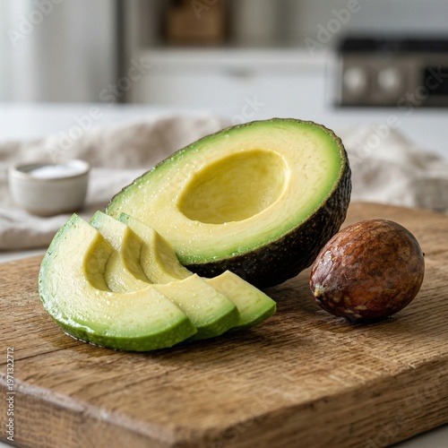 Perfectly Sliced Avocado Macro Close Up Vibrant Green Texture Healthy Fats Keto Diet Food Photography