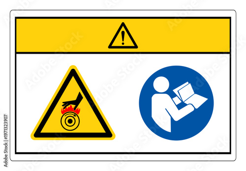 Caution Hot Rollers Refer Instruction Manual Booklet Symbol Sign, Vector Illustration, Isolate On White Background Label.EPS10