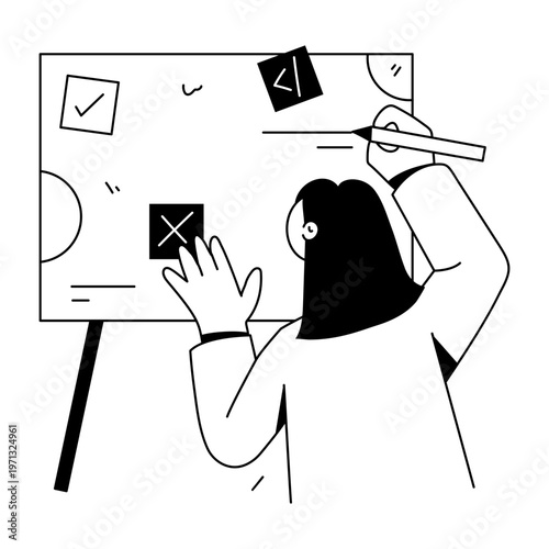 A hand drawn style illustration showing a character giving speech