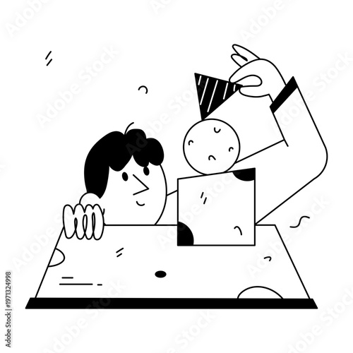 A hand drawn style illustration showing a character giving speech