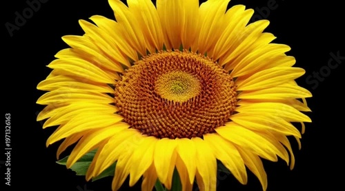 Sunflower Blooming on Black Background with Dramatic Spotlight Macro Video