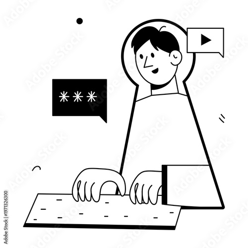 A doodle style illustration depicting an online class
