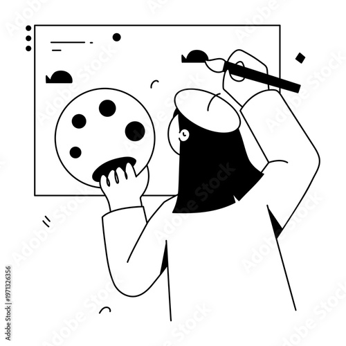 A doodle style illustration depicting an online class
