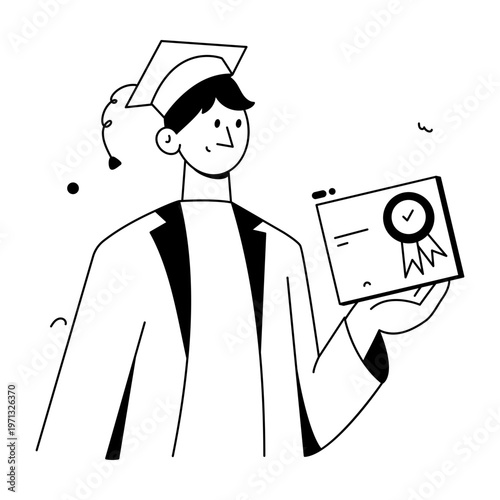 A doodle style illustration depicting an online class
