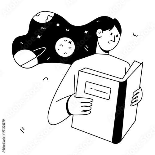 A doodle style illustration depicting an online class
