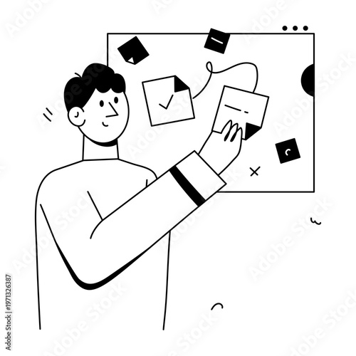 A doodle style illustration depicting an online class
