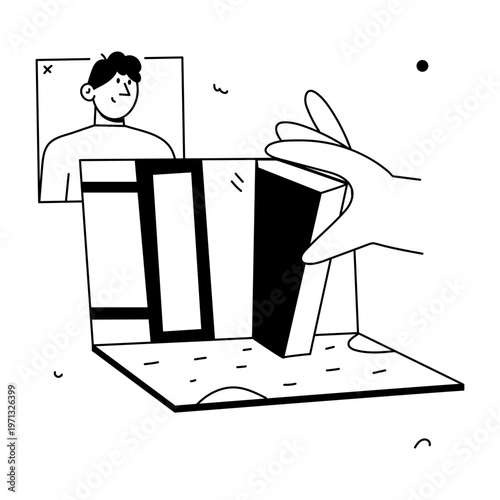 A doodle style illustration depicting an online class
