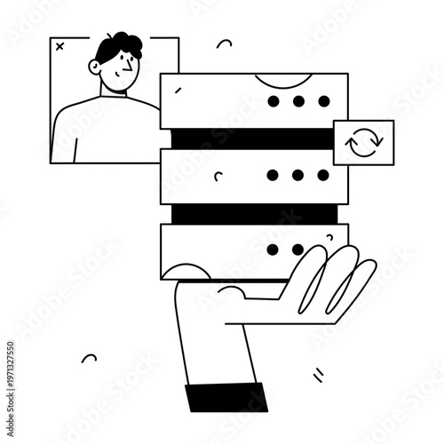 A sketchy style illustration showing a data backup
