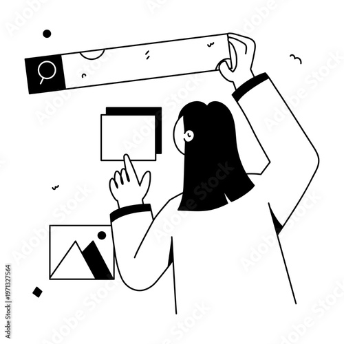 A sketchy style illustration showing an interface designer
