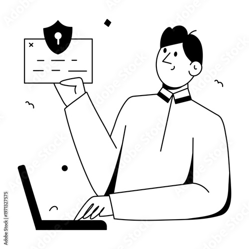 A doodle style illustration depicting cybersecurity