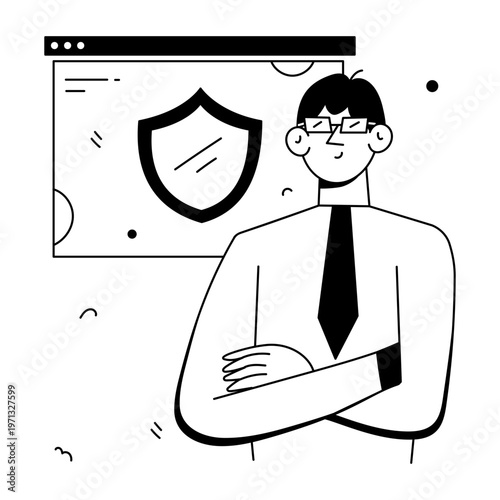 A doodle style illustration depicting a web security
