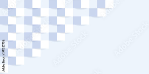 Abstract light blue background with a diagonal pattern of white and blue squares creating a subtle 3D effect and soft shadows.