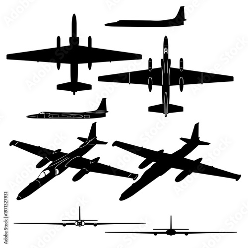 High–altitude reconnaissance aircraft vector set for laser and plasma cut