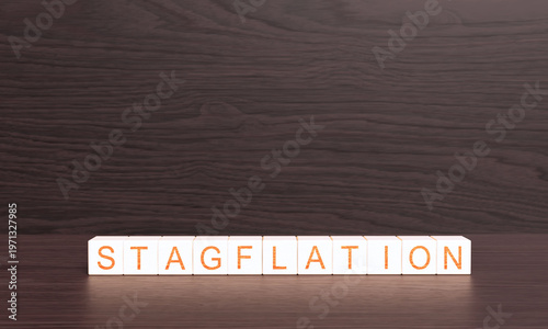 Принти на полотні STAGFLATION text font cube block wooden square business stagflation inflation re