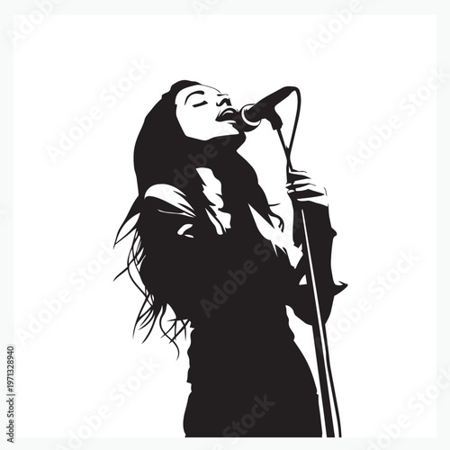 silhouette of a woman with a microphone