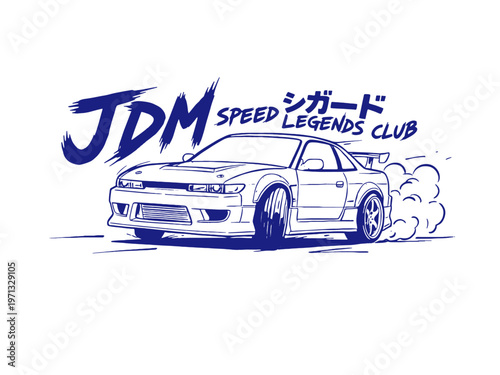 JDM speed legends club. Speed racing poster design. Road speed graphic print. Extreme racing. Car print design for t shirt print, poster, sticker.