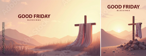Elegant Good friday with cross background, Good friday holy week background for banner and social meida templat