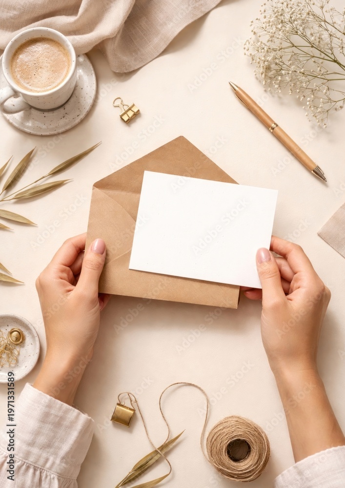 Obraz premium Elegant stationery flat lay