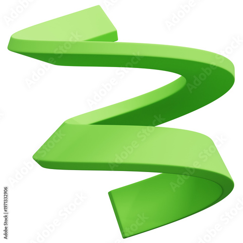 3D Grass Green Abstract Spiral Fold Ribbon Form