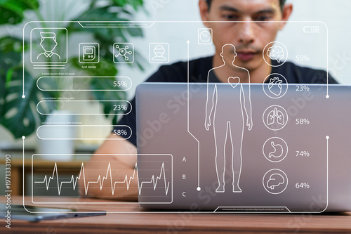 фотографія Health Monitoring Hologram Interface in Modern Digital Care Setup