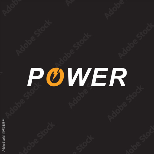 Power energy logo design. Power typography text logo design vector illustration, Modern logo design vector icon template.