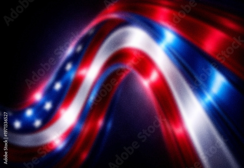 Abstract motion blur background with red blue and white flowing light waves and sparkles
