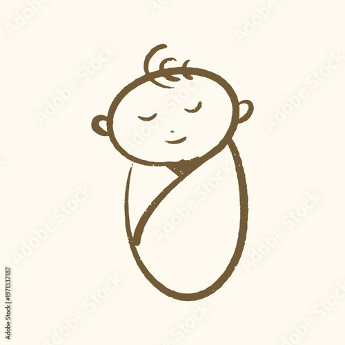 Handdrawn sketch of an baby swaddle boy