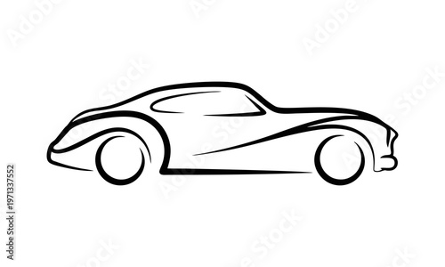 A sleek sports car illustration moves quickly on the road.