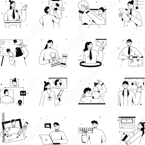 Collection of Corporate Doodle Style Illustrations 
