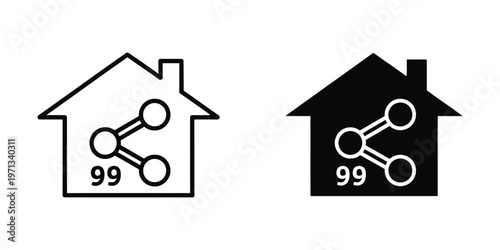 Contrast between white and black house network icons with 99 signal strength