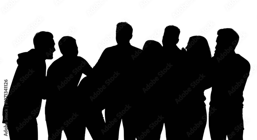Obraz premium A group of people standing together isolated on transparent background, Vector