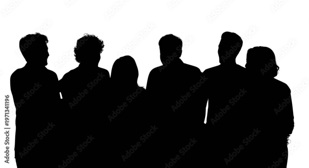 Obraz premium A group of people standing together isolated on transparent background, Vector
