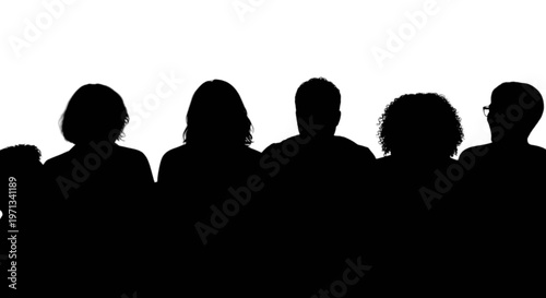 A group of people standing in a row isolated on transparent background, Vector