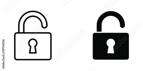 Contrast between a locked and an unlocked padlock symbol for security representation