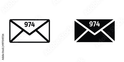 Comparison of two envelope symbols with the number 974 in different color schemes