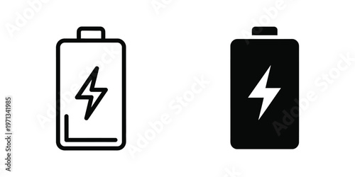 Comparison of battery icons with different fill styles to indicate power status