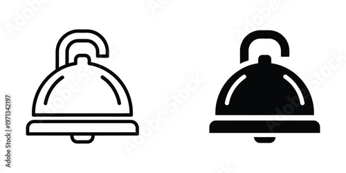 Comparison of a white and black bell icon with clapper