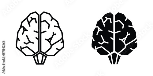 Contrast between a light and dark depiction of the human brain hemispheres