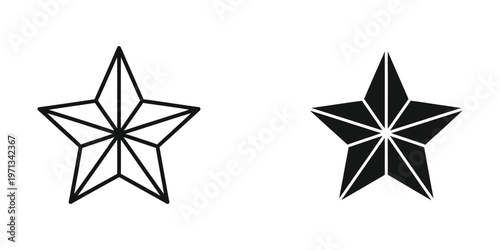 Comparison of a line art star and a filled star with contrasting sections