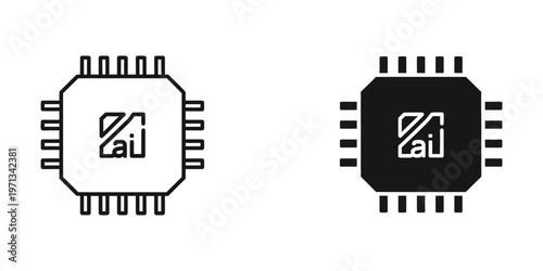 Comparison of two integrated circuit chip designs with ai branding inside