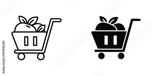 Comparison of shopping carts with different types of produce in them