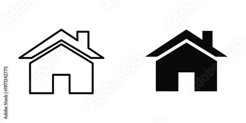 Contrast between a simple outline house and a filled-in black silhouette house