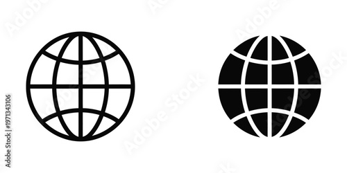 Contrasting globe icons with different color schemes and styles