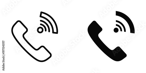 Telephone icons with wireless signal indicators representing modern communication methods