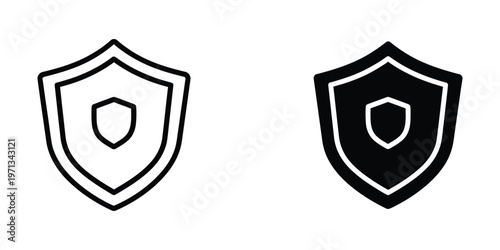 Contrast between a simple and a filled shield icon design variations