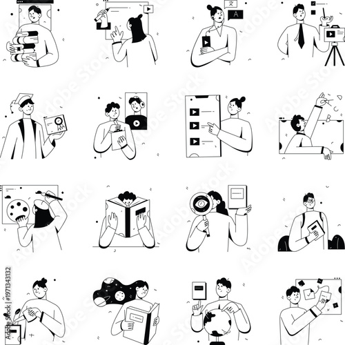 Pack of Study Hand Drawn Style Illustrations 
