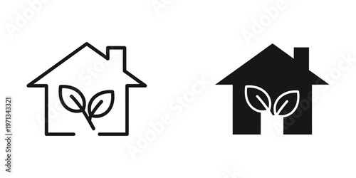 Contrast of eco-friendly house icons with different color schemes
