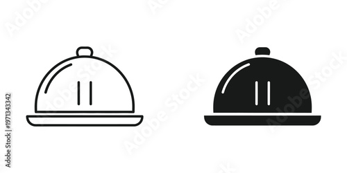 Contrast between a white and black waiter's food warming dome cover