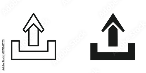 Comparison of filled and unfilled upward-pointing directional arrows with base platforms